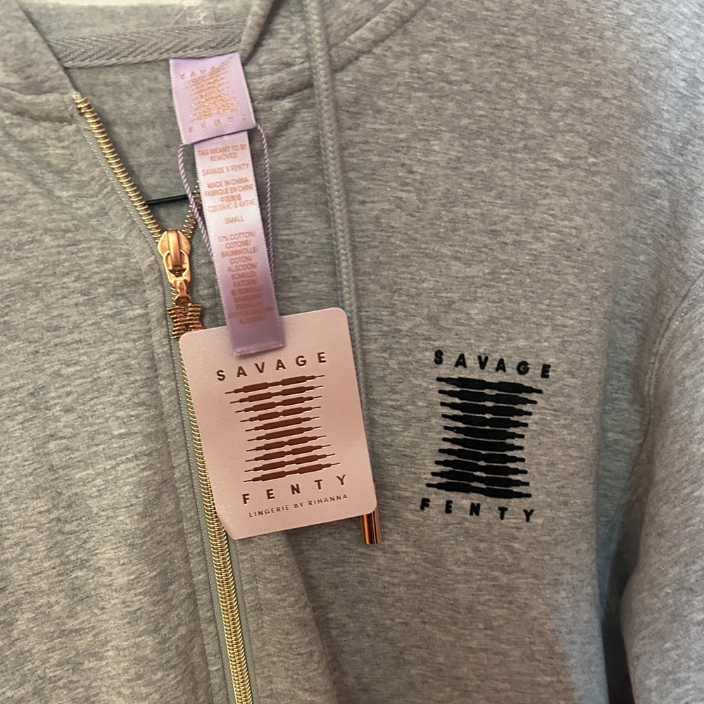 NWT Forever Fenty Savage X Hooded Jumpsuit Heather Grey Size Small - Picture 9 of 12